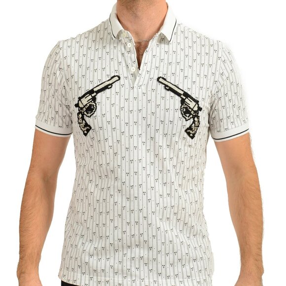 Dolce & Gabbana Men's Embroidered Floral Short Sleeve Polo Shirt US M IT 50